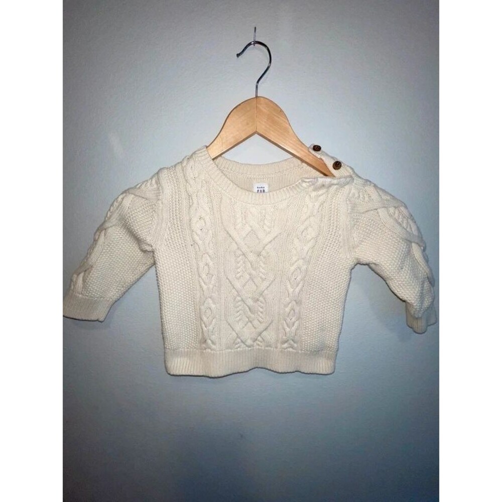 babyGap Classic Ivory Cable Knit Chunky Winter Sweater 18-24M Coquette Boho